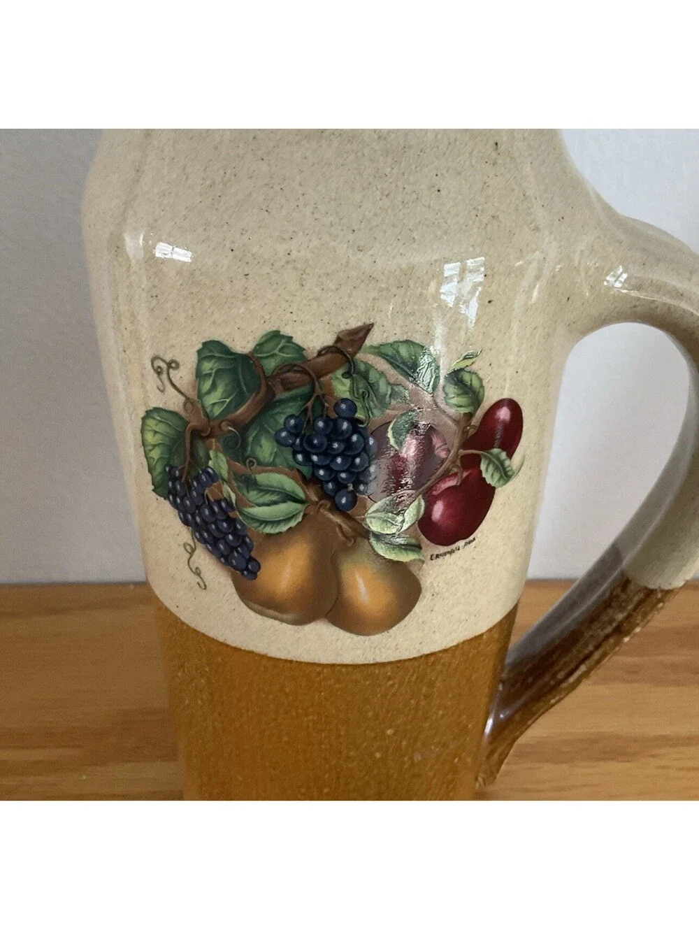 Monroe Salt Works Pitcher Fruits Harvest Motif 7 3/4